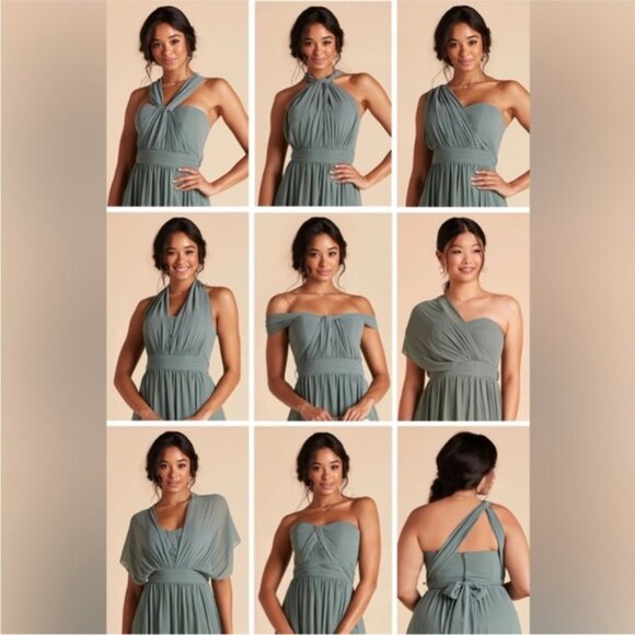 NEW Birdy Grey Grace Convertible Chiffon Bridesmaid Dress Ice Blue Size Medium - Picture 8 of 16